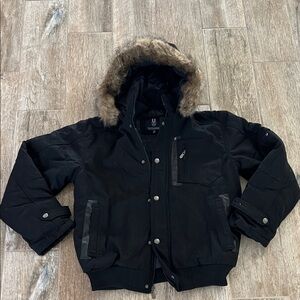 Vintage Phat Farm Men’s Black Puffer Jacket with Hood size M - NEW